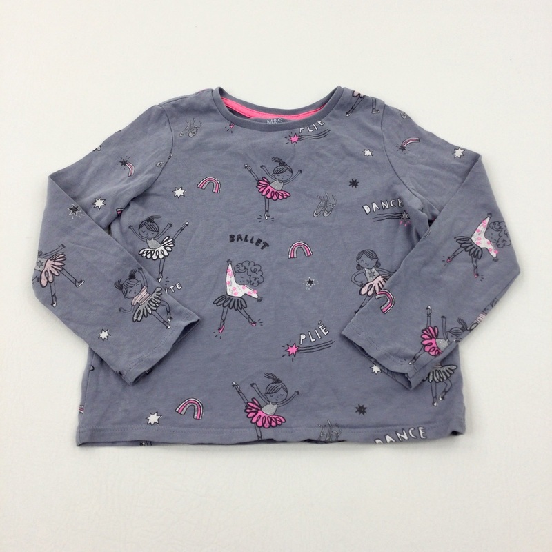 'Ballet' Ballerinas Light Blue Long Sleeve Top - Girls 3-4 Years