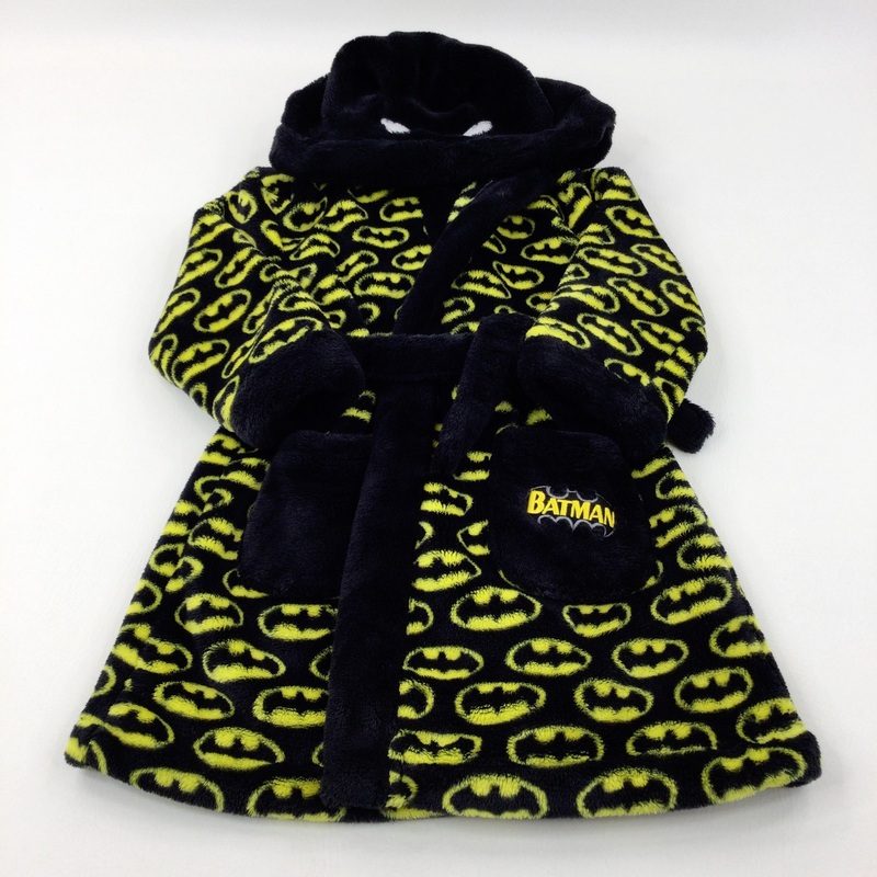 'Batman' Yellow & Black Fluffy Dressing Gown - Boys 5-6 Years
