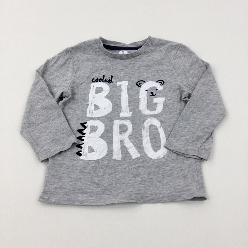 'Big Bro' Embroidered Grey Long Sleeve Top - Boys 3-4 Years