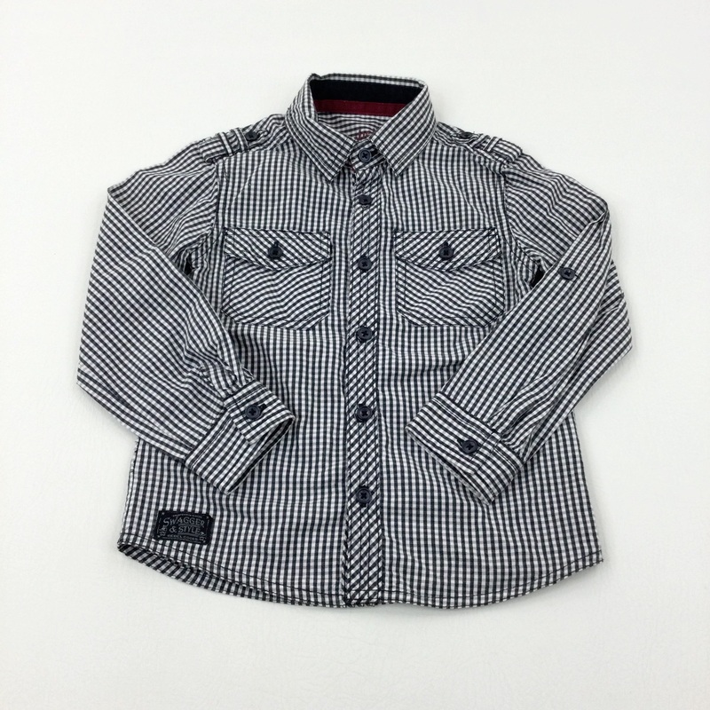 Black Checked Long Sleeve Shirt - Boys 4-5 Years