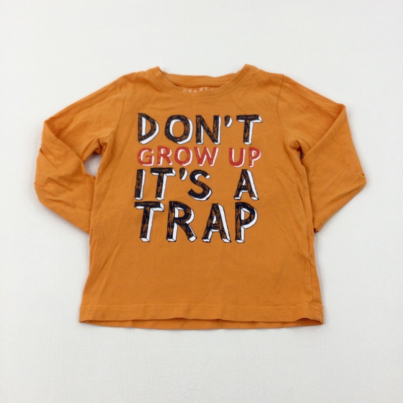 'Don't Grow Up' Orange Long Sleeve Top - Boys 2-3 Years
