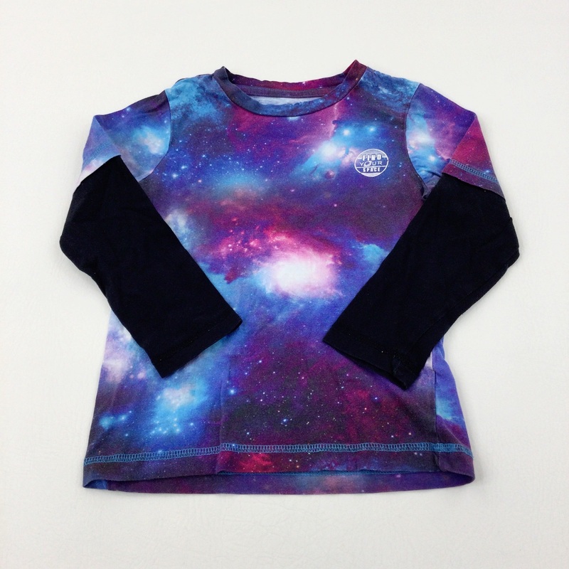 'Find Your Space' Colourful Purple Long Sleeve Top - Boys 4-5 Years