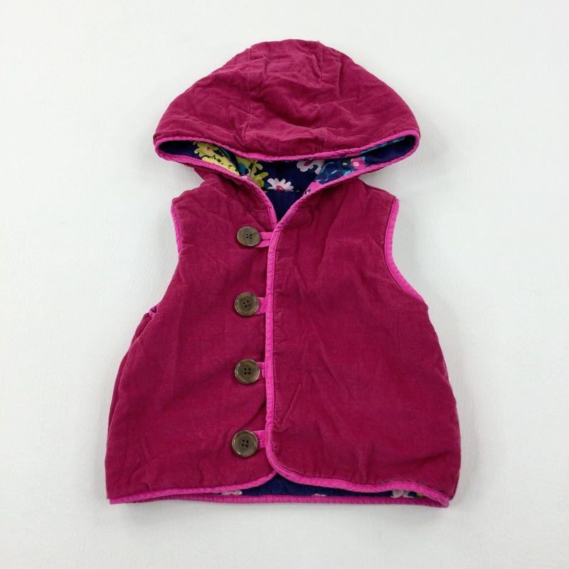Pink Cord Reversible Hooded Gilet - Girls 12-18 Months