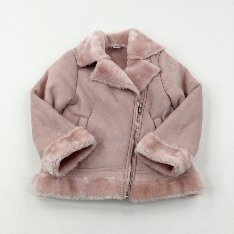 Pink Suede Effect Fleece Lined Coat - Girls 5-6 Years
