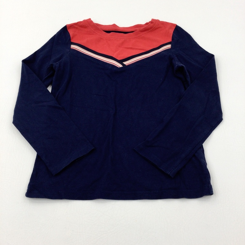 Red & Navy Long Sleeve Top - Girls 5-6 Years