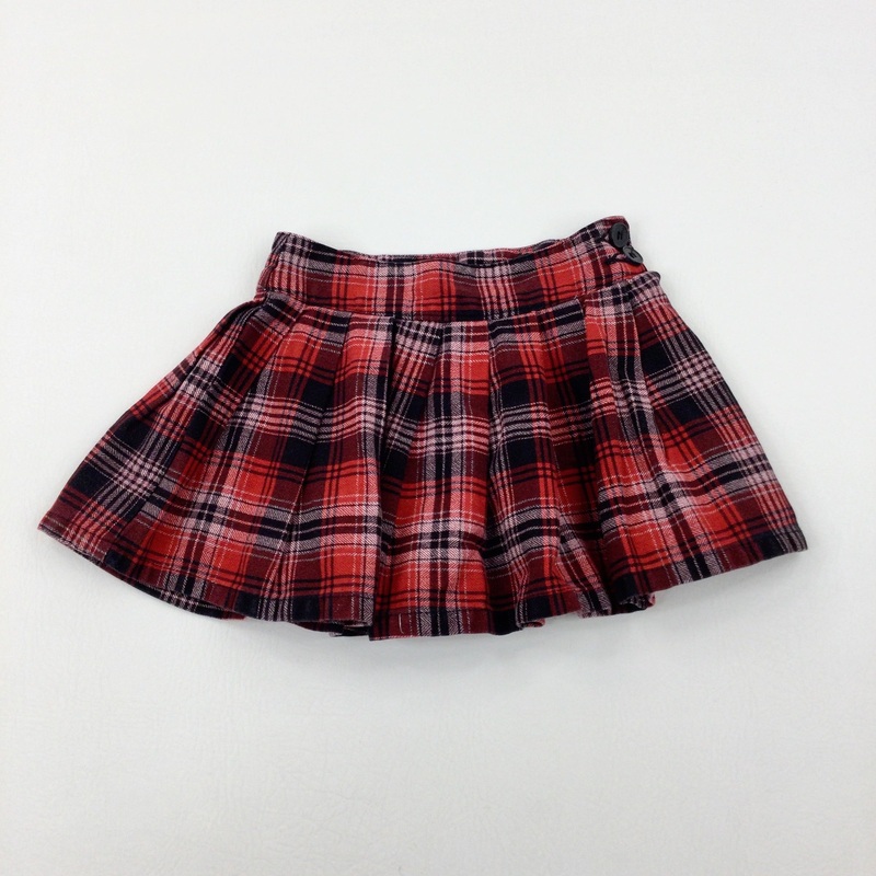 Red Pleated Tartan Skirt - Girls 2-3 Years