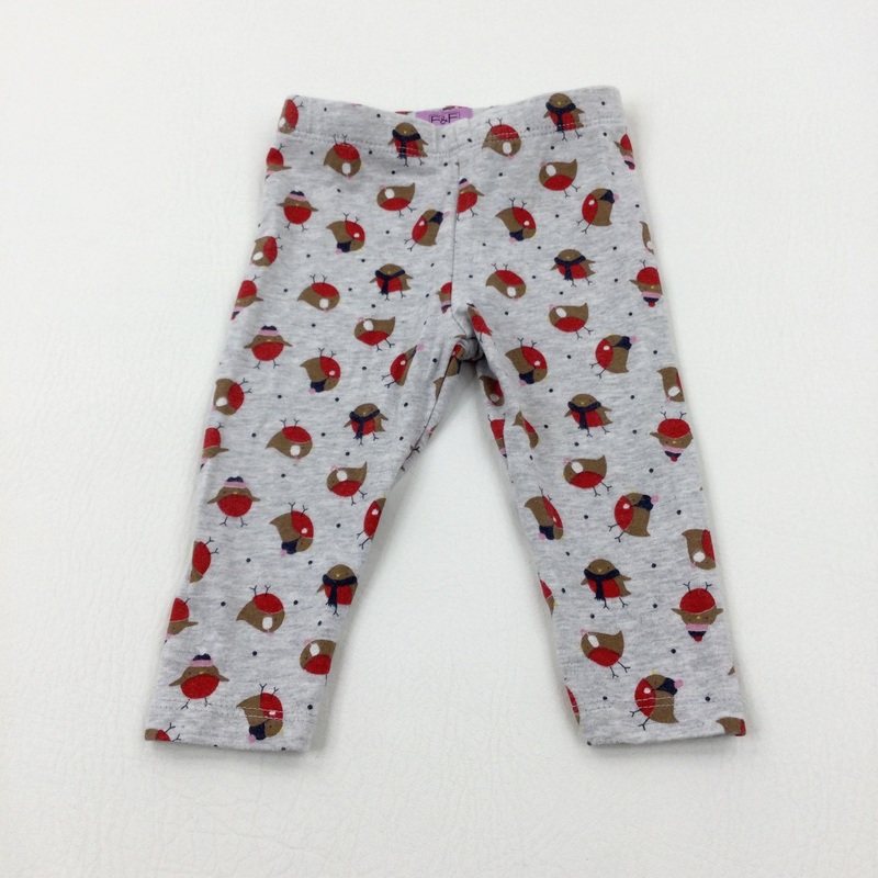 Robins Grey Leggings - Girls 6-9 Months