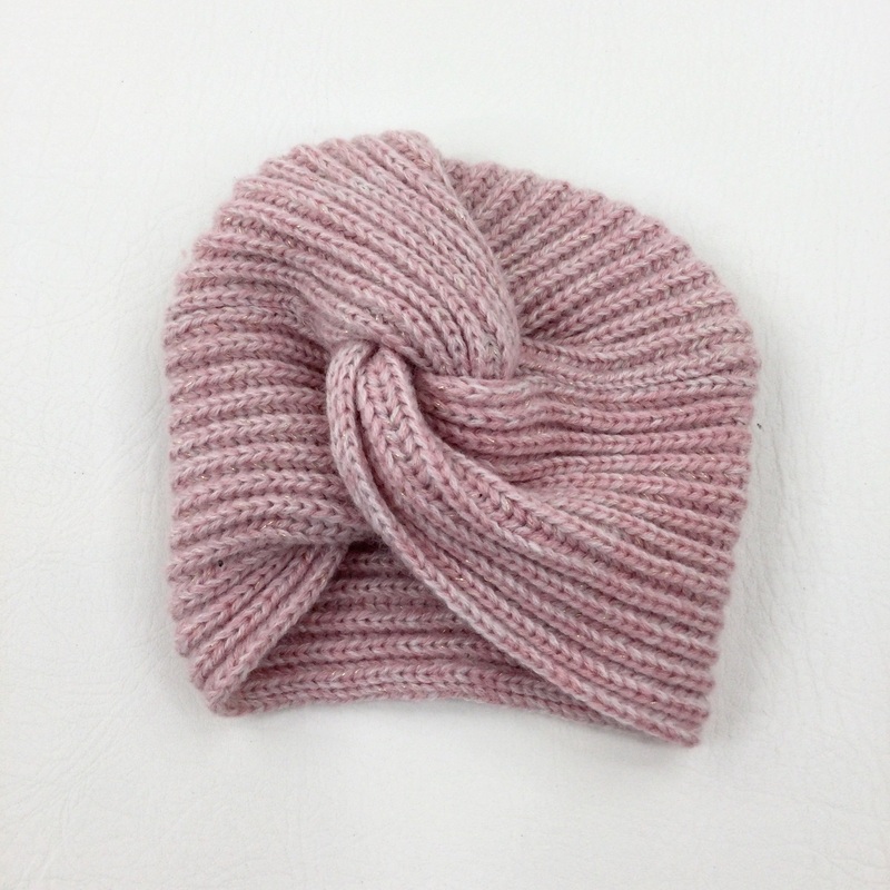 Sparkly Pink Knitted Turban Hat - Girls 12-18 Months