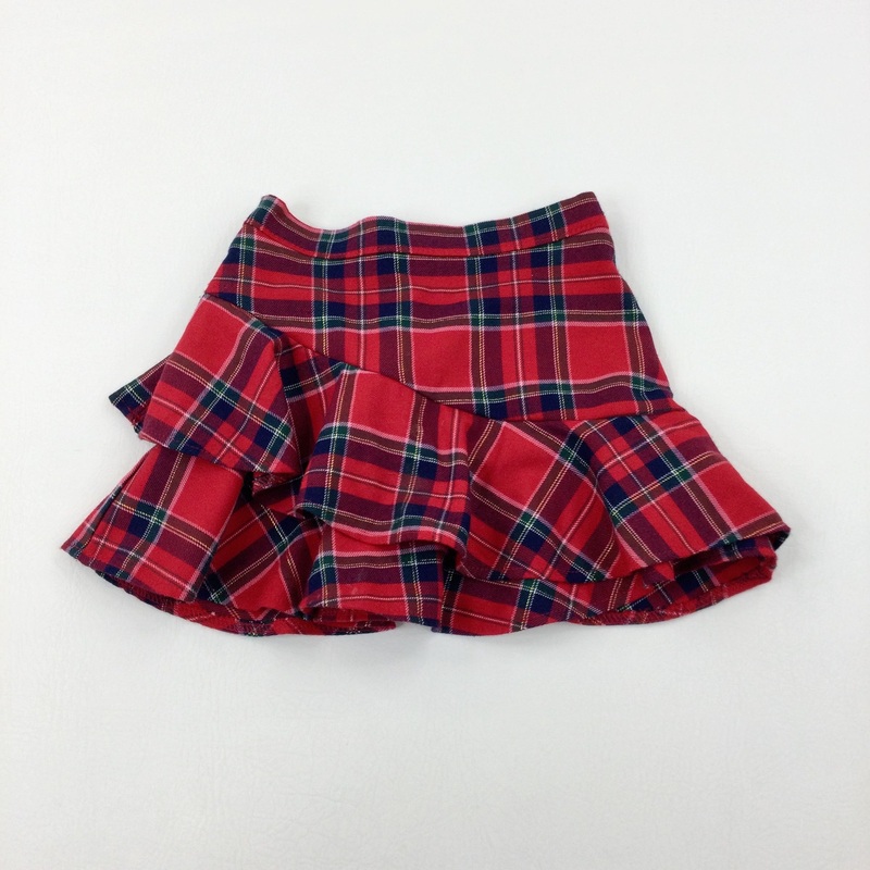 Sparkly Red Tartan Style Layered Skirt - Girls 4-5 Years