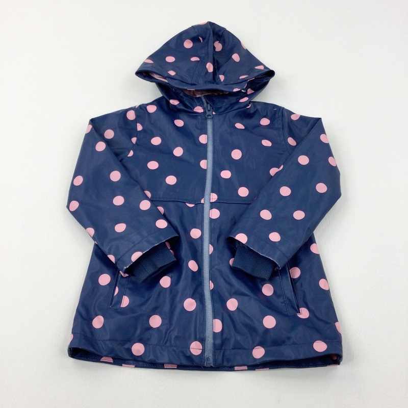 Spotty Navy & Pink Fleece Lined Coat - Girls 3-4 Years