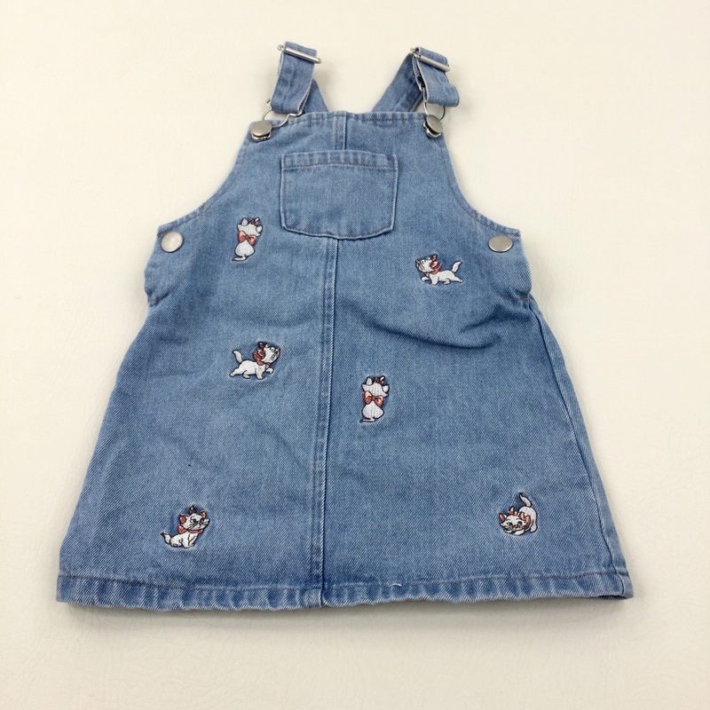 The Aristocats Embroidered Light Blue Denim Dungaree Dress - Girls 18-24 Months