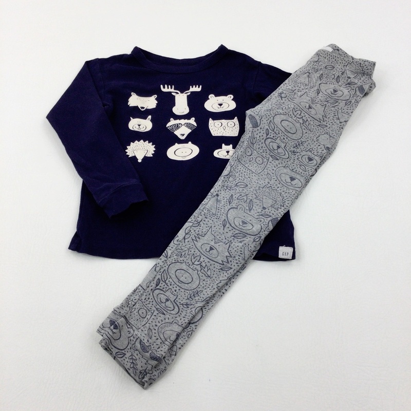 Wild Animals Navy & Grey Pyjamas - Boys 3-4 Years