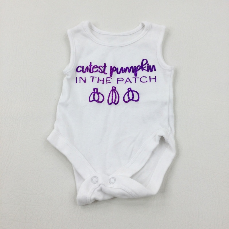 'Cutest Pumpkin...' Glittery White Bodysuit - Boys/Girls 0-3 Months