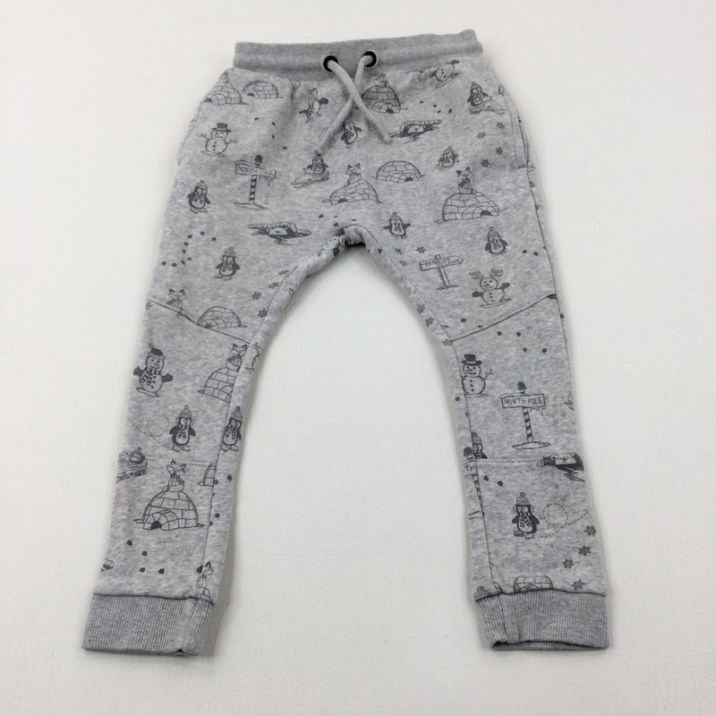 'North Pole' Grey Fleece Lined Joggers - Boys/Girls 4-5 Years