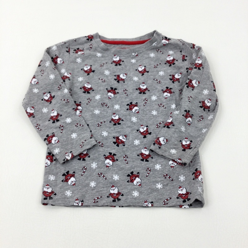 Santas & Candy Canes Grey Long Sleeve Top - Boys 2-3 Years