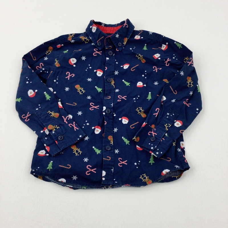 Snowflakes & Candy Canes Navy Long Sleeve Shirt - Boys 2-3 Years