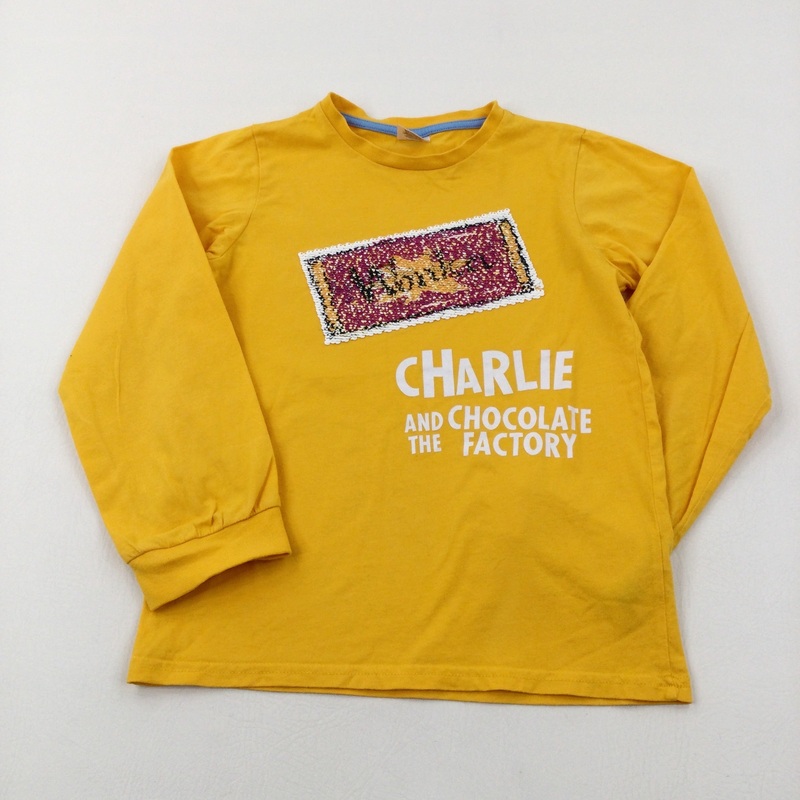 'Charlie And The Chocolate Factory' Sequin Flip Yellow Long Sleeve Top - Boys/Girls 8-9 Years