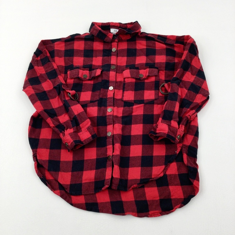 Red & Black Checked Long Sleeve Shirt - Girls 7-8 Years