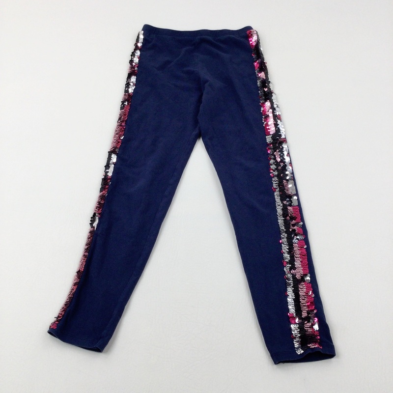 Sequinned Panels Navy Leggings - Girls 8-9 Years