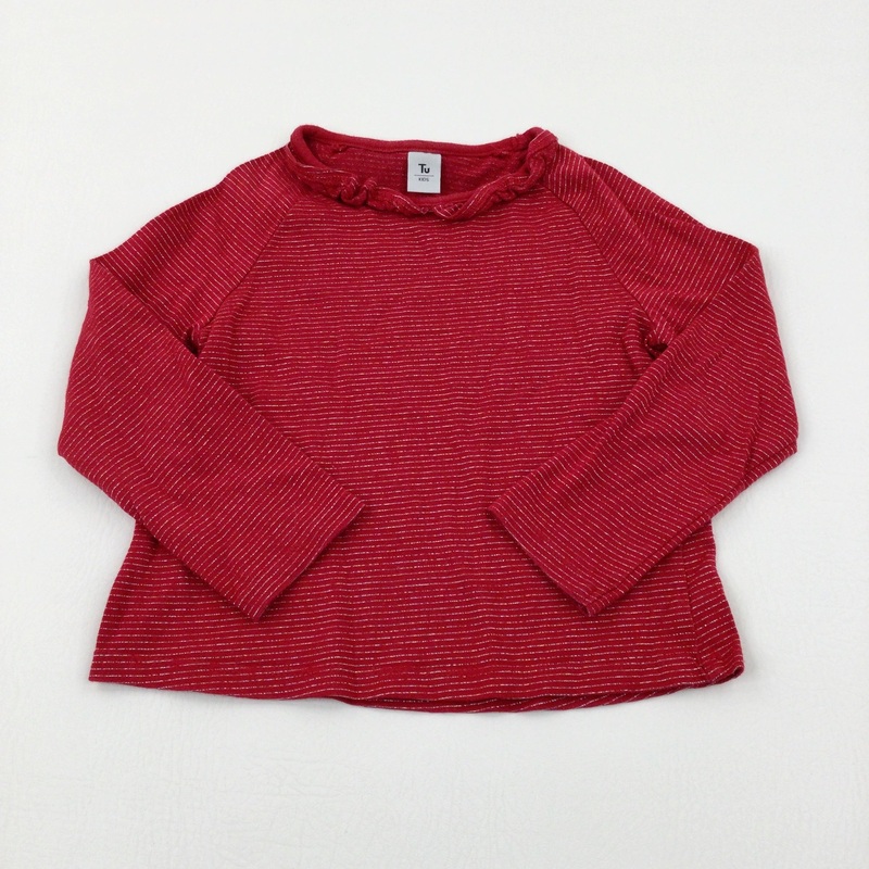 Sparkly Striped Red Long Sleeve Top - Girls 2-3 Years