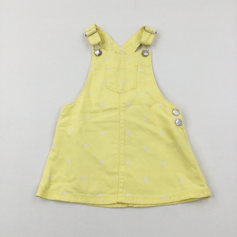 Spotty Yellow Dungaree Dress - Girls 2-3 Years
