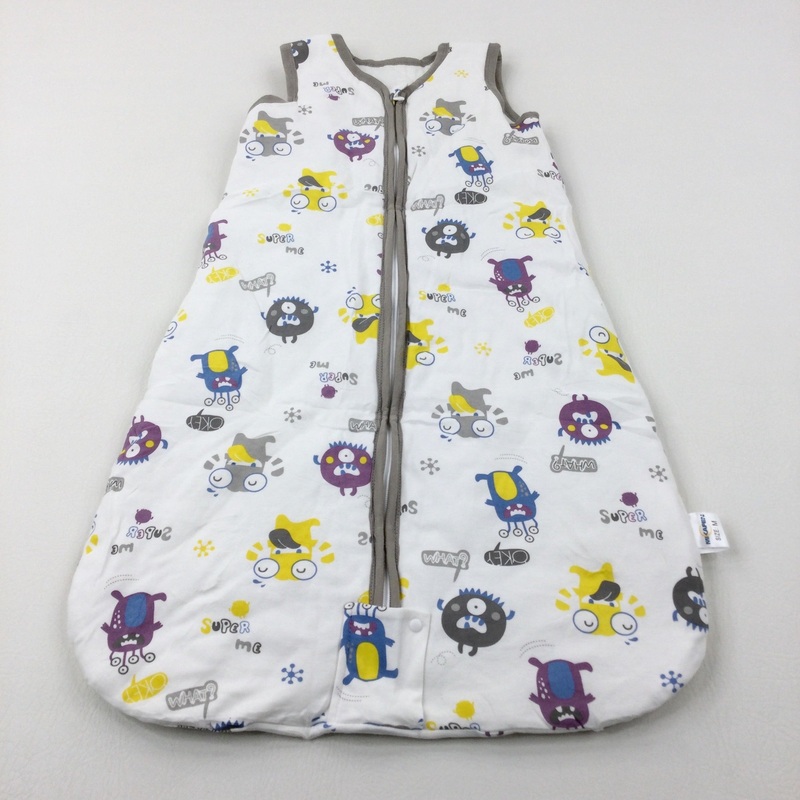 'Super Me' Little Monsters White Sleeping Bag - Approx 2.5 Tog - Boys 6-9 Months