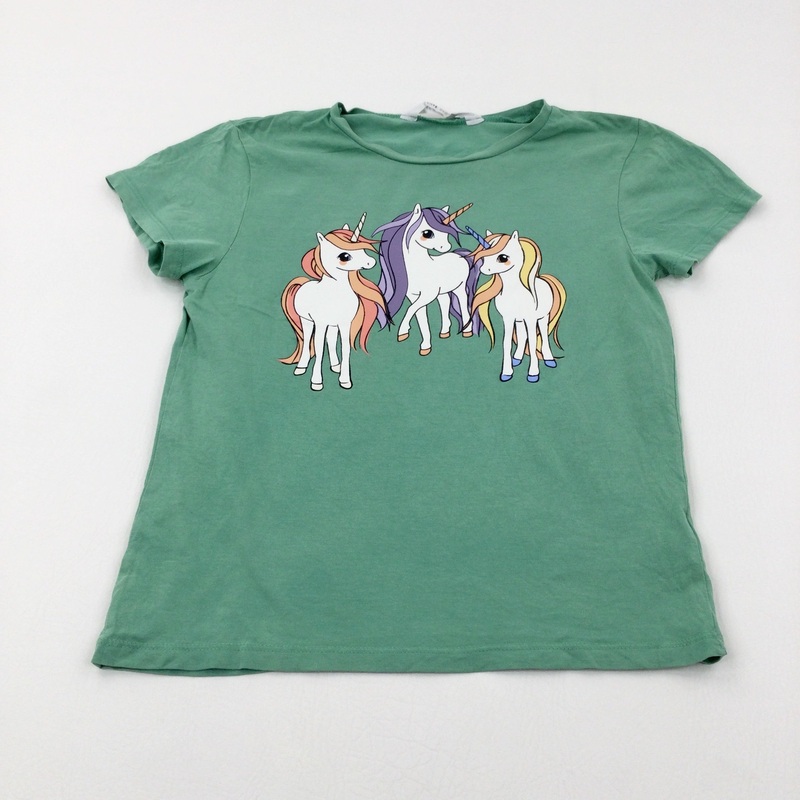 Unicorns Sage Green T-Shirt - Girls 8-9 Years