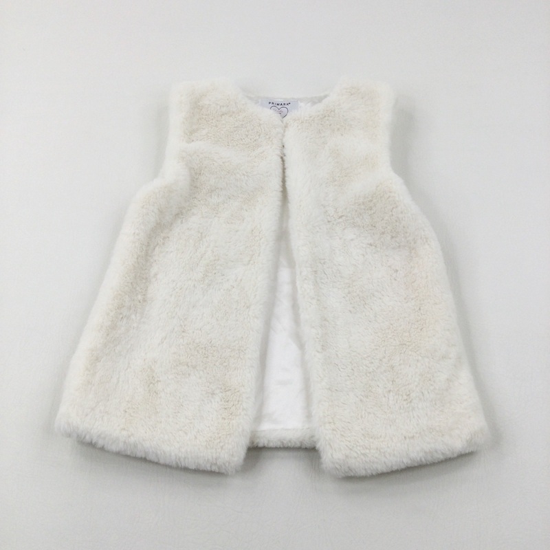 White Fluffy Gilet - Girls 7-8 Years