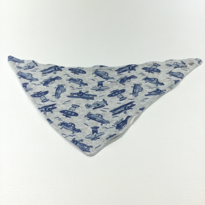 Aeroplanes Blue & Grey Dribble Bib - Boys Newborn