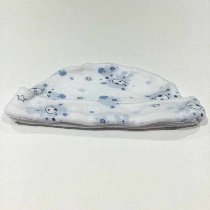 Blue Bears & Dogs White Jersey Hat - Boys 0-3 Months