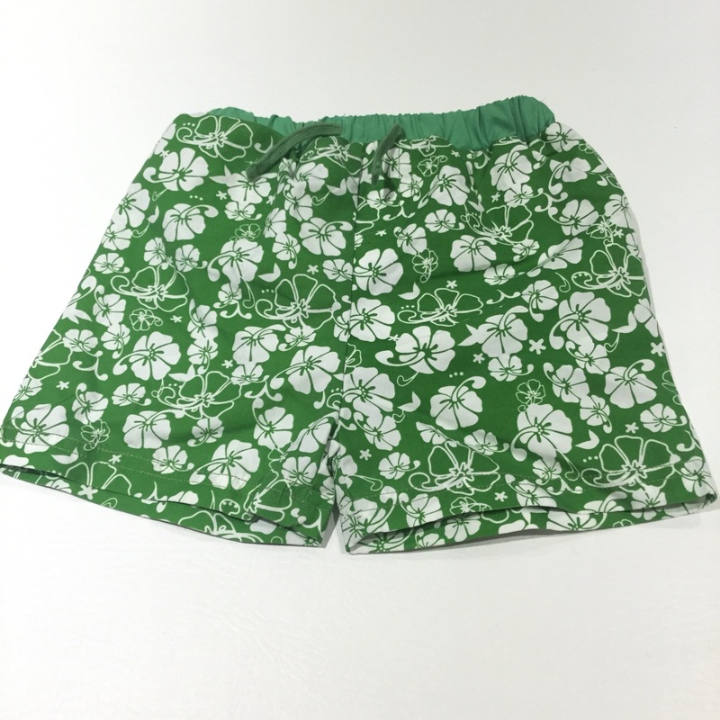 Flowers White & Green Swimming Shorts - Boys 9-12 Months