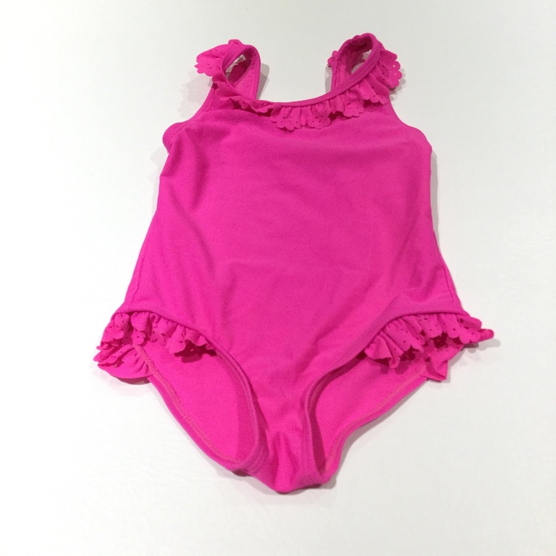 Hot Pink Swimming Costume with Frill Detail - Girls 18-24 Months