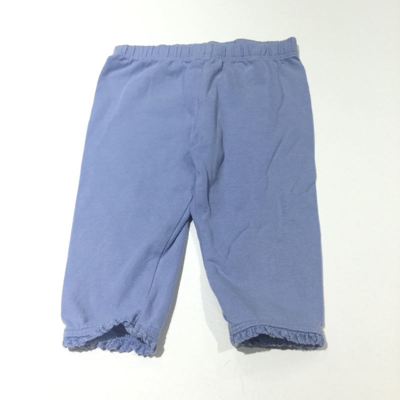 Light Blue Leggings with Lacey Hems - Girls 3-6 Months