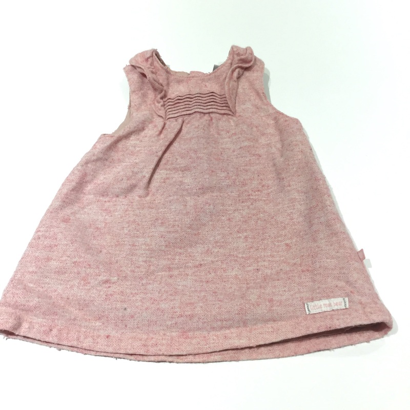 'Little Rose Bear' Pink Mottled Woollen Dress - Girls 6-9 Months