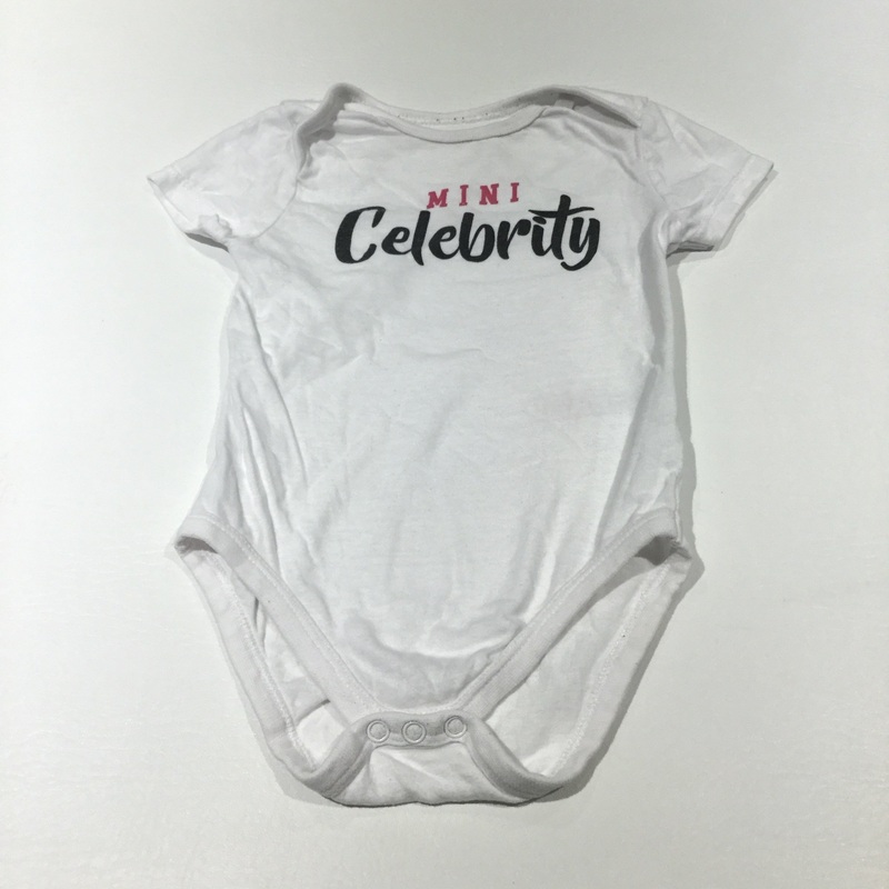 'Mini Celebrity' White Short Sleeve Bodysuit - Girls 9-12 Months