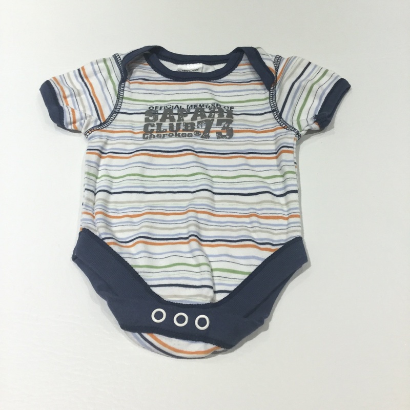 'Official Safari Club Member' Colourful Striped Short Sleeve Bodysuit - Boys Newborn