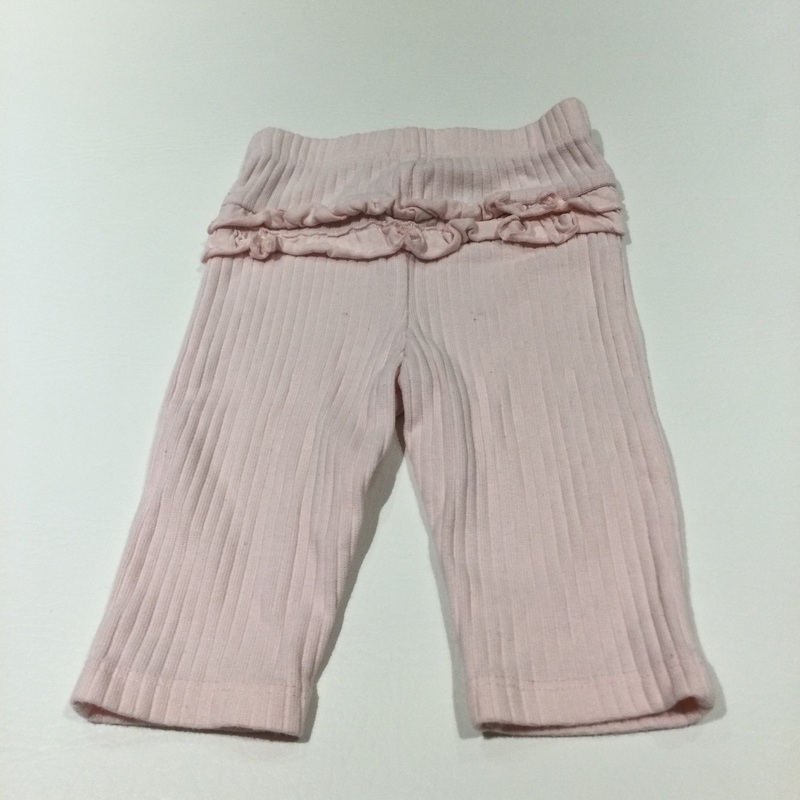 Pink Ribbed Leggings with Frilly Bottom - Girls 3-6 Months