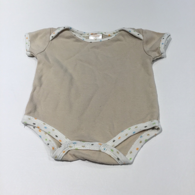 Stars Beige Short Sleeve Bodysuit - Boys 0-3 Months