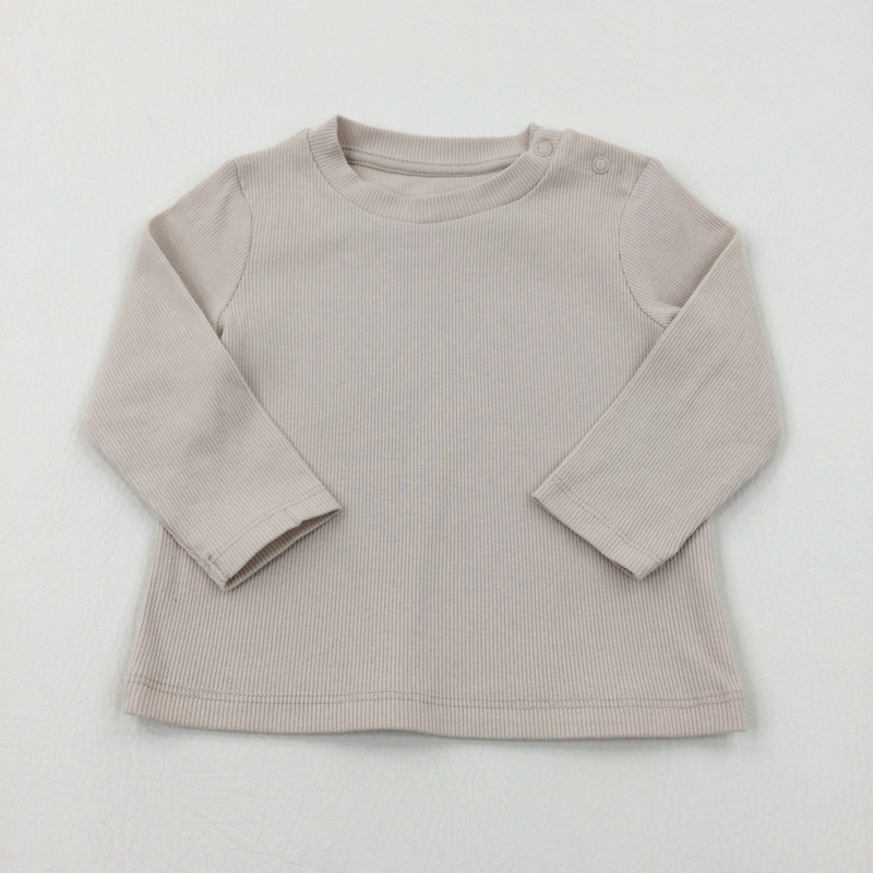 Textured Beige Long Sleeve Top - Boys 6-9 Months