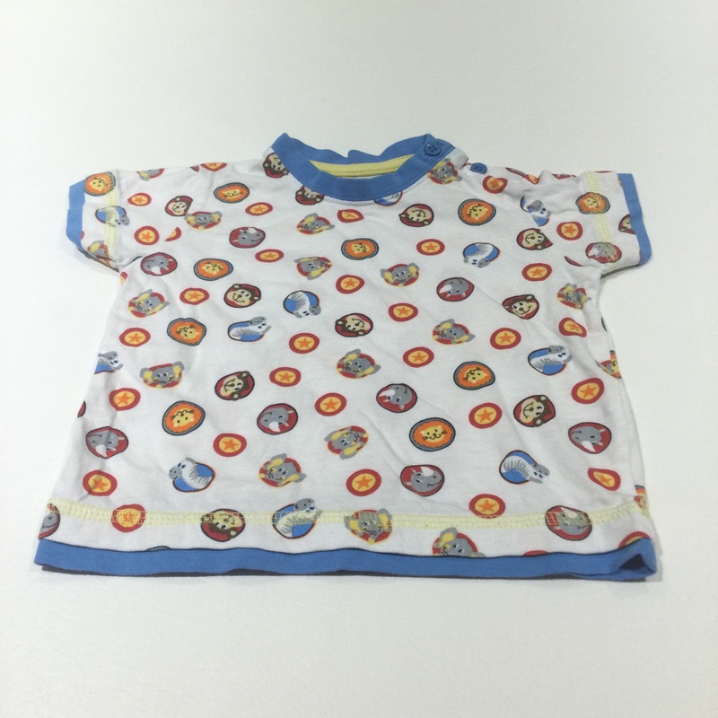 Wild Animals & Stars White & Blue T-Shirt - Boys 6-9 Months
