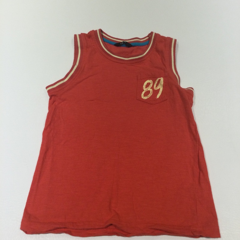 '89' Red Vest Top - Boys 6-7 Years