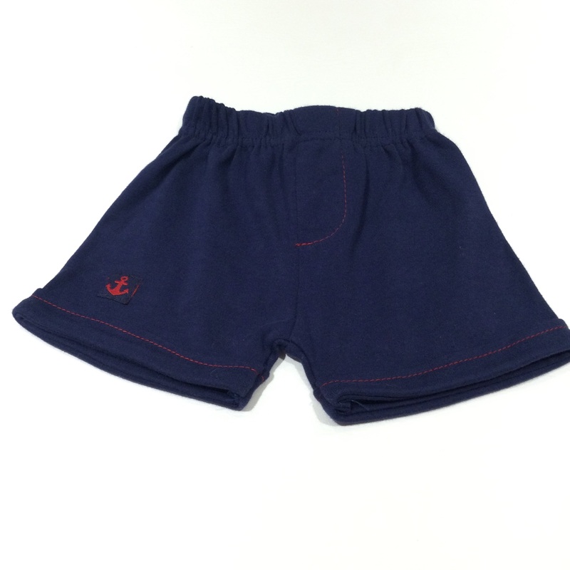 Anchor Badge Navy Jersey Shorts - Boys 0-3 Months