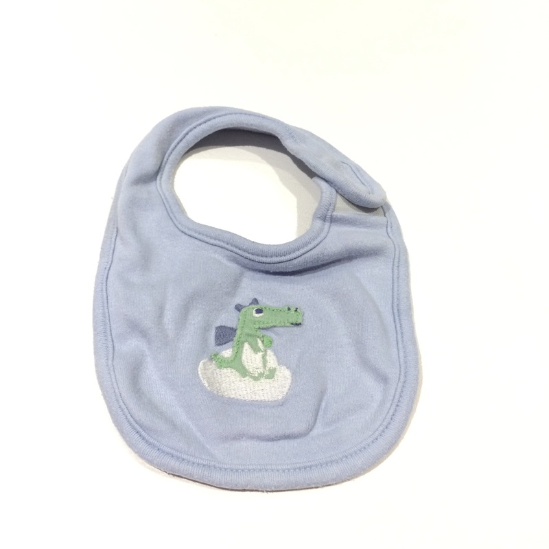 Dragon Appliqued Blue Jersey Bib - Boys Small Baby