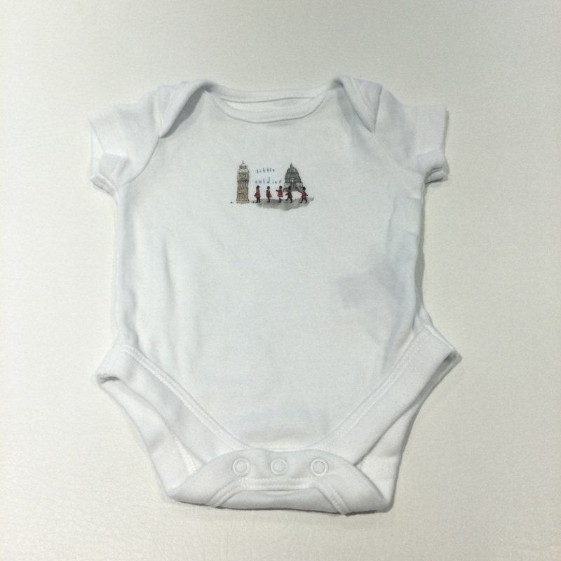 'Little Soldier' London Scenes White Short Sleeve Bodysuit - Boys Newborn - Up To 1 Month