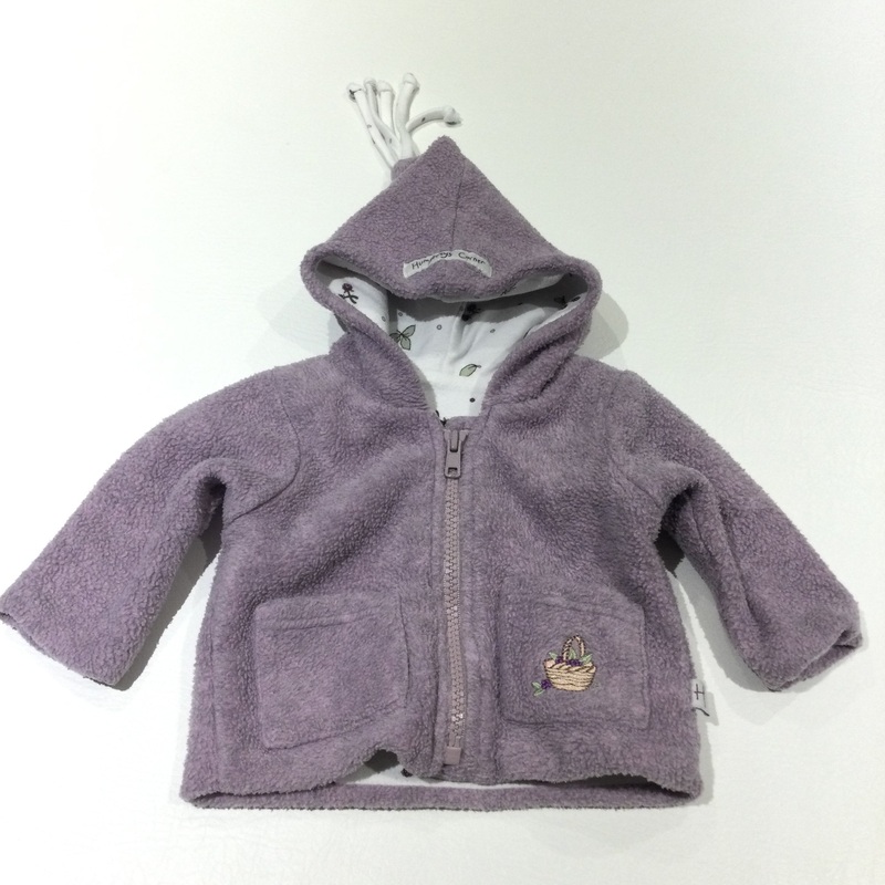'Lottie Goes Blackberry Picking' Humphrey's Corner Appliqued Lilac Fleece Coat with Hood - Girls Newborn