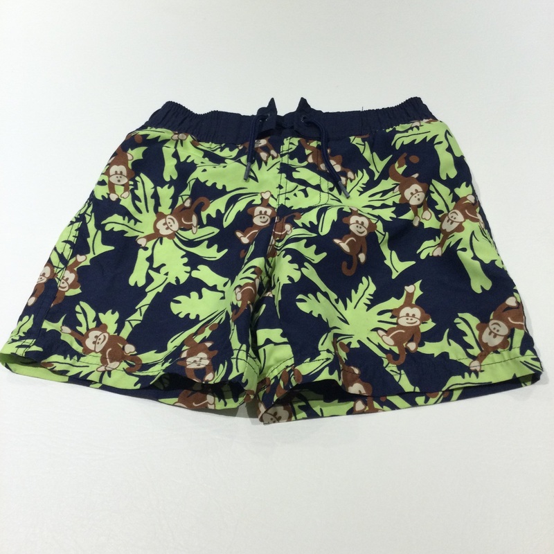 Monkeys & Leaves Navy & Green Swimming Shorts - Boys 12-18 Months