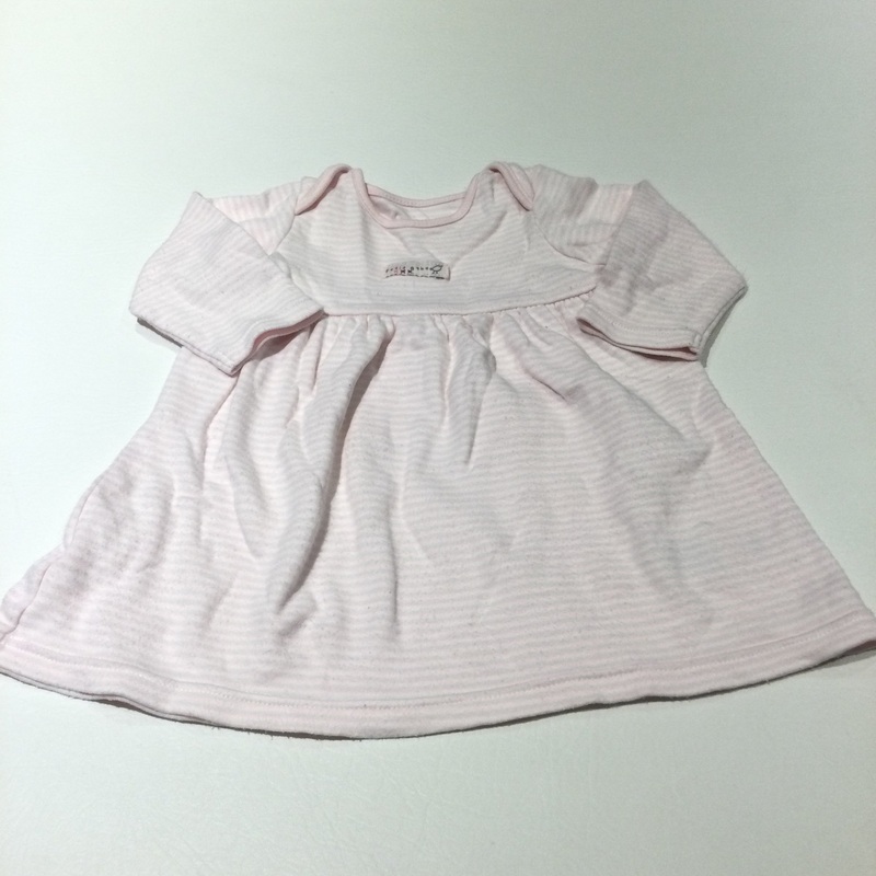 'Petite Bebe' Pink & White Striped Jersey Dress - Girls 3-6 Months