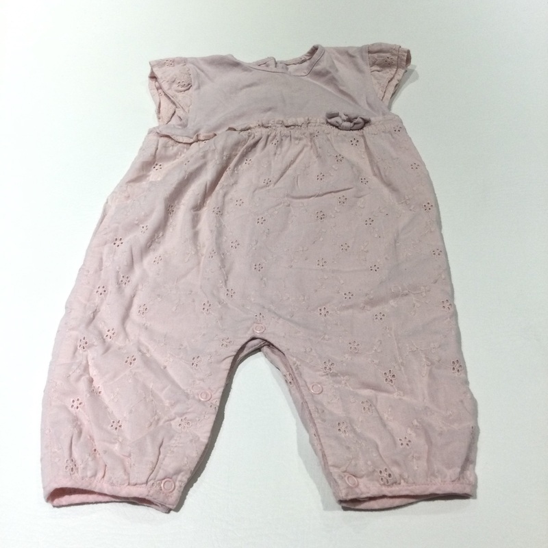 Pink Jersey & Broderie Romper - Girls 3-6 Months