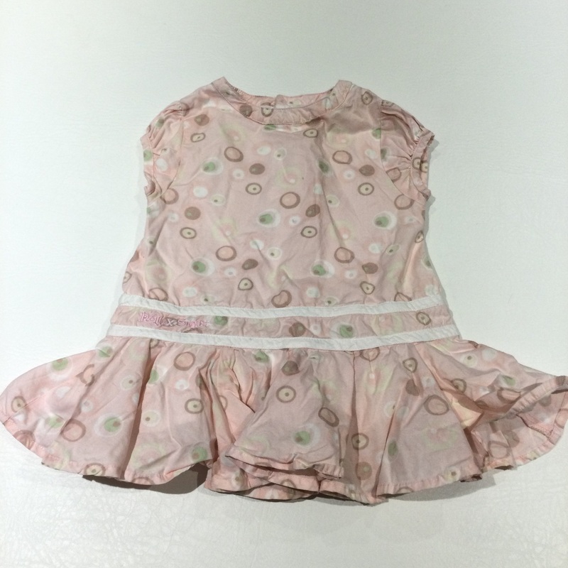 Spots & Circles Pink, White & Green Cotton Dress - Girls 0-3 Months