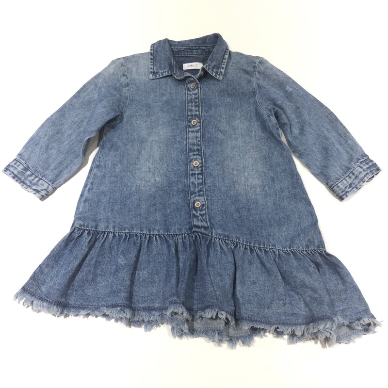 Stonewashed Denim Lightweight Dress - Girls 9-12 Months